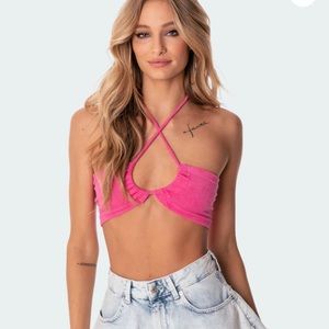 Edikted TILLY TERRY CROP TOP size XS pink